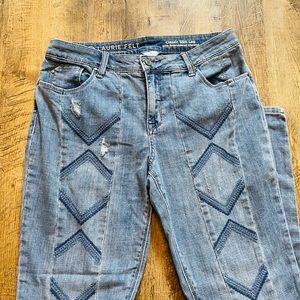 Laurie Felt Los Angeles classic slim leg Jean Chevron Embroidered